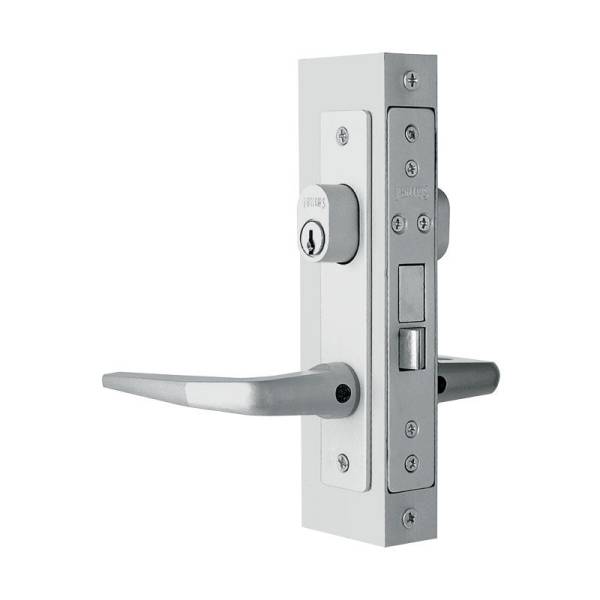 Cerradura para perfil de aluminio con manija blanca Phillips