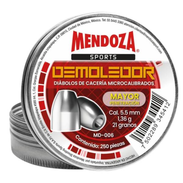 Diábolo Demoledor calibre 5.5 mm en lata con 250 piezas Mendoza