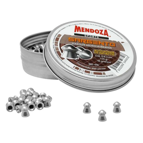 Diábolo Sargento calibre 5.5 mm en lata con 250 piezas Mendoza