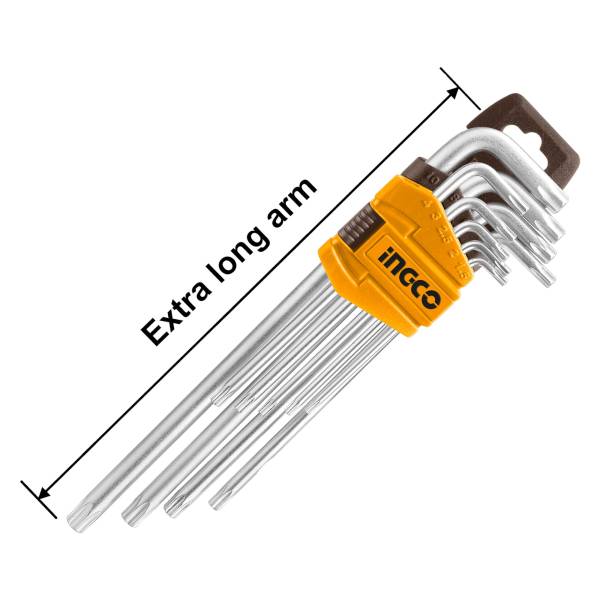 Juego 9 llaves allen torx extra larga T10 a T50 Ingco