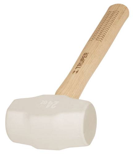 Mazo hule blanco 24oz mango de madera 16" Truper