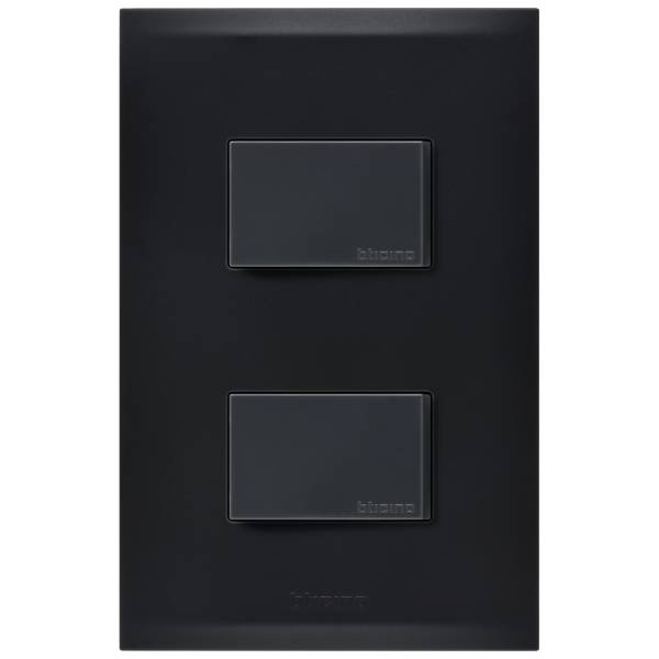 Placa 2 ventana con 2  apagadores sencillo  negro Forza 2.0 Bticino