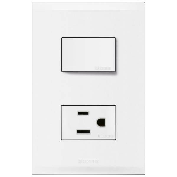 Placa 2 ventana con apagadoresadores sencillo  y contacto 2p+t blanco Forza 2.0 Bticin