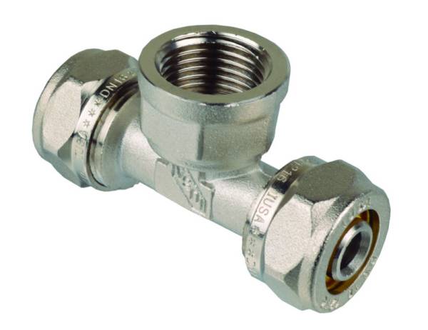 Tee gas hembra central laton 3/8" x 3/8" x 1/2" Iusa