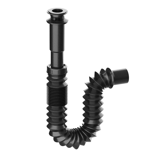 Trampa para lavabo flexible PVC con ctra tipo p negro 2235N Fleximatic