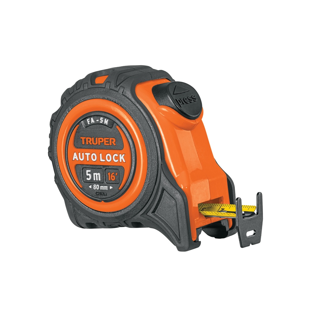 Flexómetro Auto-Lock contra impactos 5 m cinta 19 mm, TRUPER