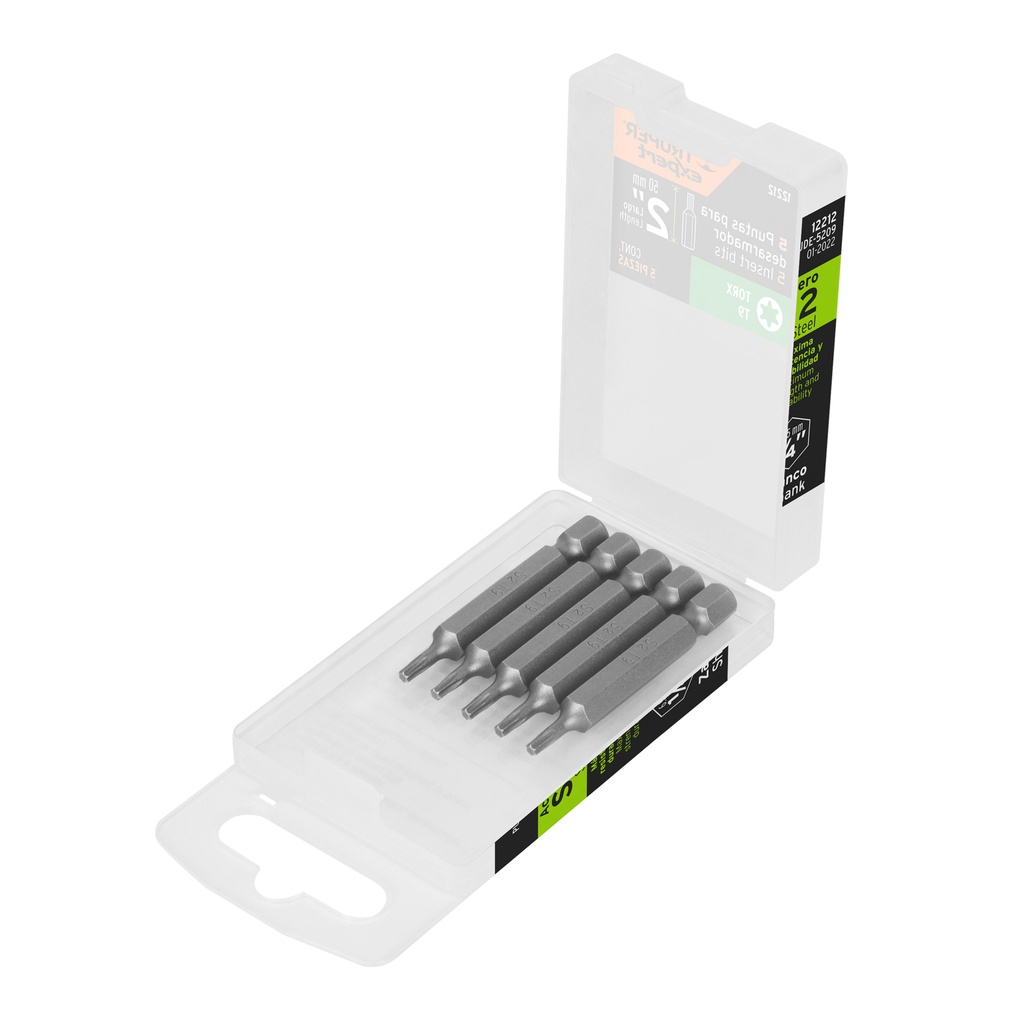 Estuche con 5 puntas torx T9 largo 2', TRUPER EXPERT