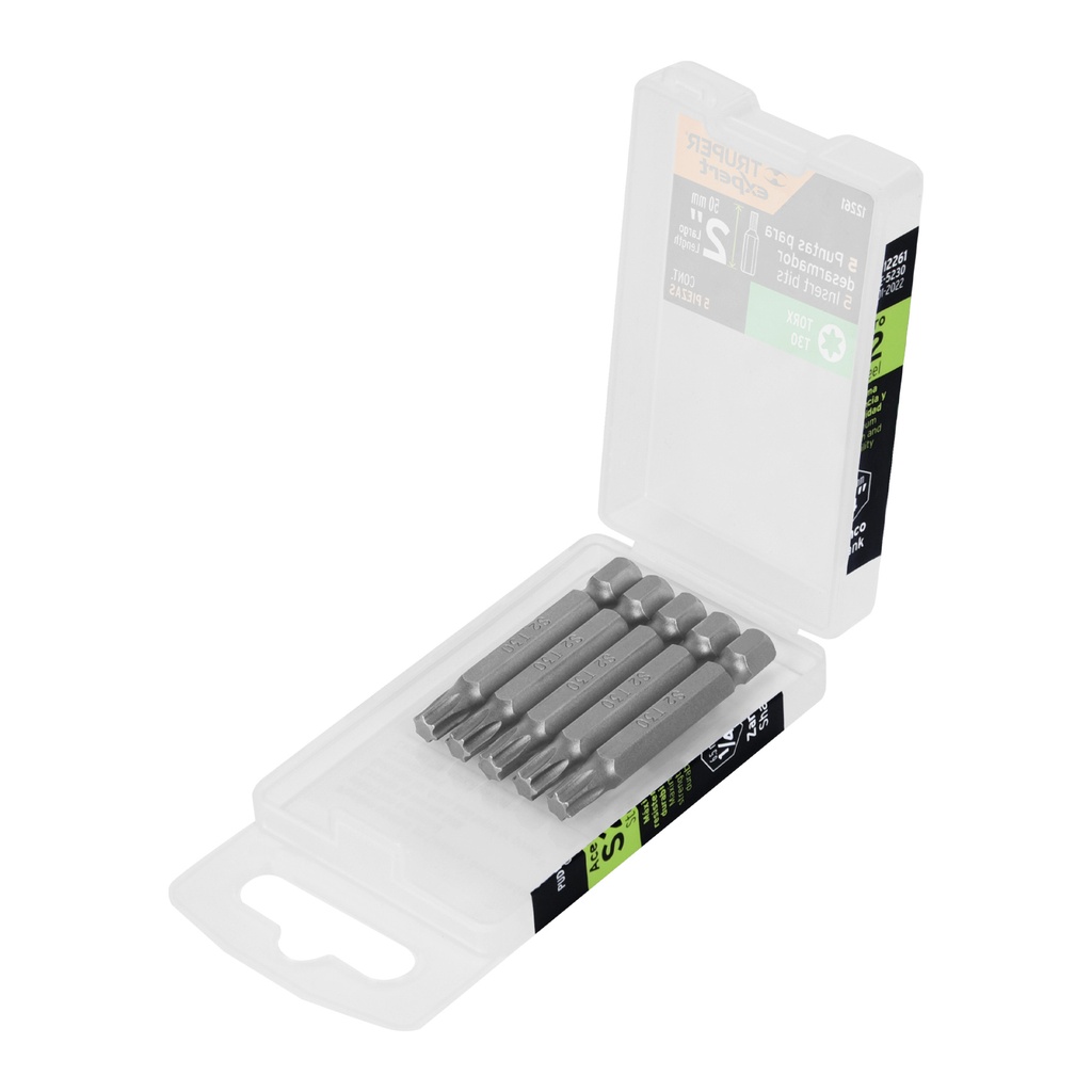 Estuche con 5 puntas torx T30 largo 2', TRUPER EXPERT