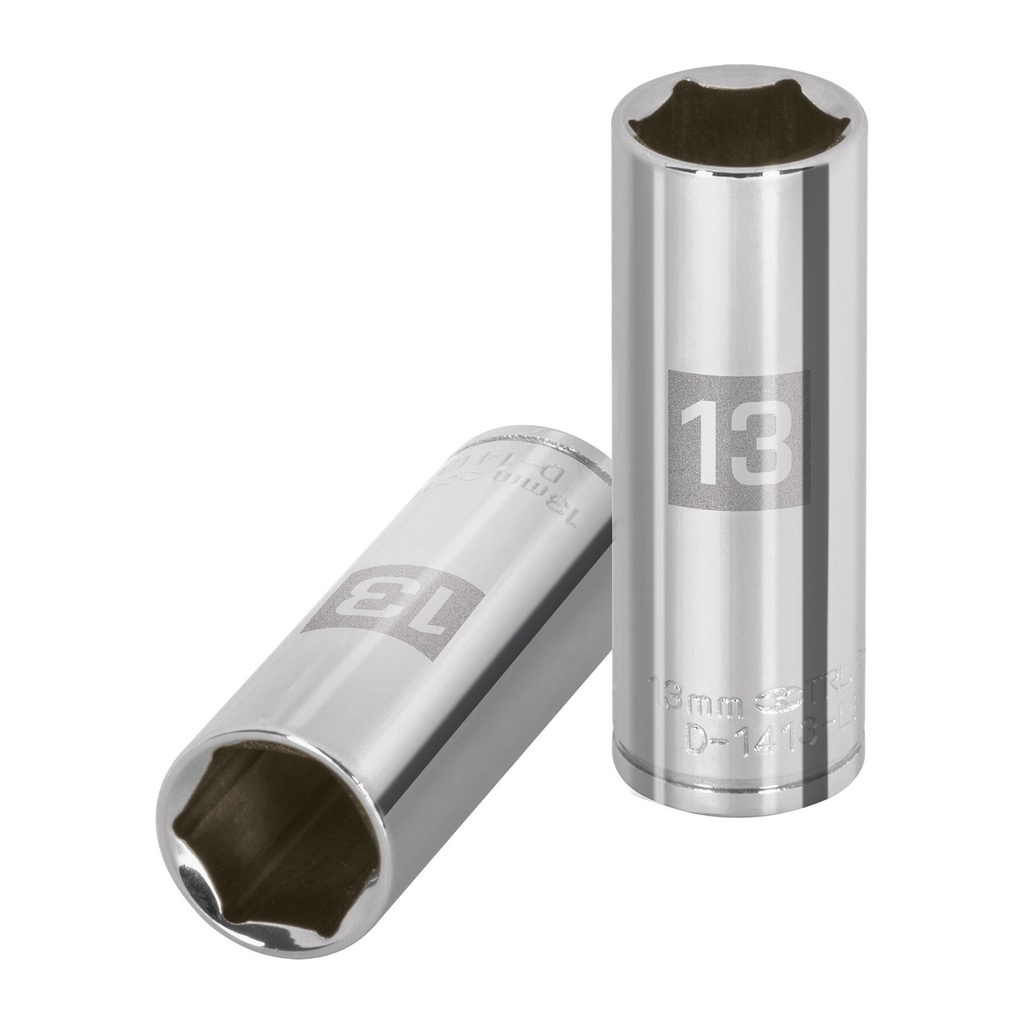 Dado largo de 13 mm, 6 puntas, cuadro 1/4', TRUPER