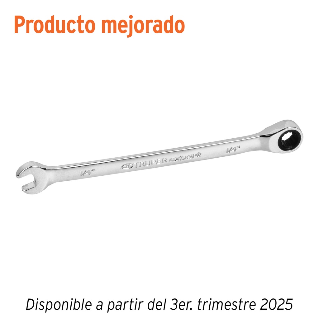 Llave combinada con matraca 1/4' x 120 mm largo, EXPERT