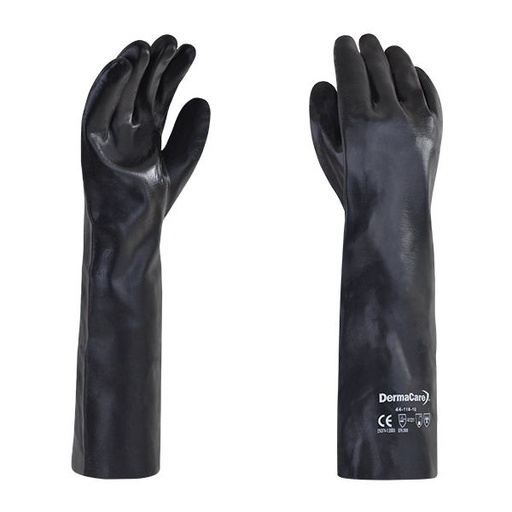 Guante PVC Negro de 45cm con Forro de Algodón