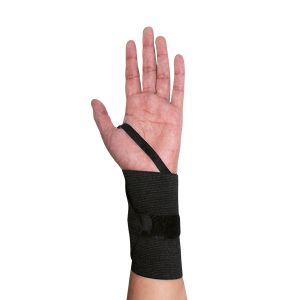 [FF-022] Muñequera Elástica Negra con Dedal y Velcro