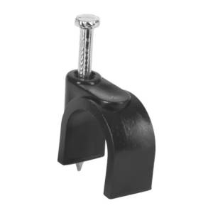 [285550ZN] Grapa para cable redonda 05mm negra con 20pz Vianti