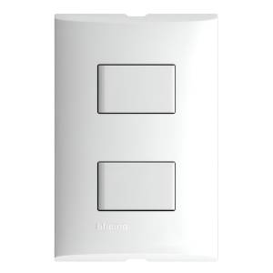 [212326ZN] Placa 2 ventanas con apagador sencillo y apagador escalera blanco Forza Bticino