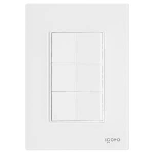 [286226ZN] Placa 3 ventanas con 2 apagadores sencillos y apagador escalera blanco Cristal Igoto