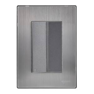 [228808ZN] Placa 3 ventanas con apagador escalera negro Inox-3 Igoto