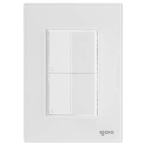 [286234ZN] Placa 3 ventanas con apagador escalera y contacto 2p+t blanco Cristal Igoto