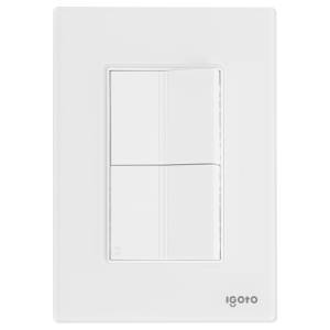 [286236ZN] Placa 3 ventanas con apagador sencillo y apagador escalera blanco Cristal Igoto
