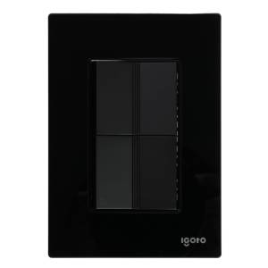 [286258ZN] Placa 3 ventanas con apagador sencillo y apagador escalera negro Cristal Igoto