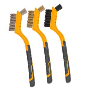 [287581ZN] Juego de 3 mini cepillo de alambre y nylon 7" Ingco