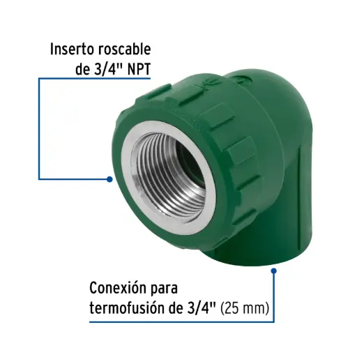 [200384ZN] Codo ppr 90 rosca interior 025mm 3/4 gfhakan