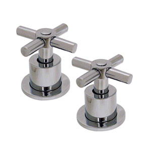 [196458ZN] Juego manerales grandes metalico cruz minimalista cromado MCME Rugo