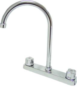 [5671ZN] Mezcladora fregadero de bronce tipo curvo maneral standard 1/4 de vuelta cromada 8RB Rugo