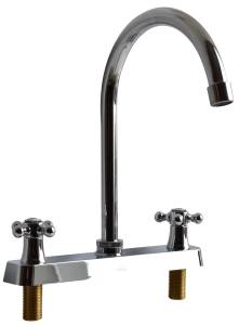 [238341ZN] Mezcladora fregadero laton tipo curvo maneral cruz cromada MFV009 Vianti