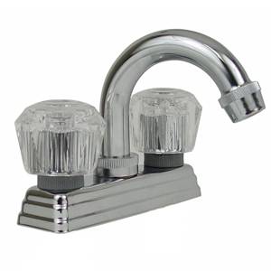 [201353ZN] Mezcladora lavabo de bronce tipo curvo maneral acril 1/4 de vuelta cromada 24TL Rugo
