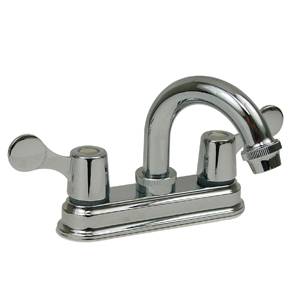 [5691ZN] Mezcladora lavabo de bronce tipo curvo maneral palanca 1/4 de vuelta cromada 24PP Rugo