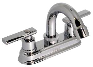 [193198ZN] Mezcladora lavabo de bronce tipo curvo maneral palanca 1/4 de vuelta cromada 24TD Rugo