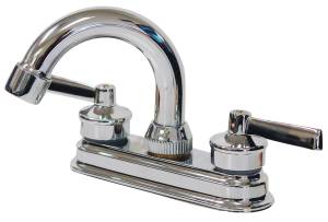 [5693ZN] Mezcladora lavabo de bronce tipo curvo maneral palanca 1/4 de vuelta cromada 24TP Rugo