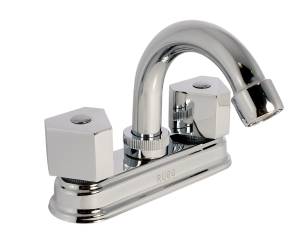 [193206ZN] Mezcladora lavabo de bronce tipo curvo maneral standard 1/4 de vuelta cromada 24TR Rugo