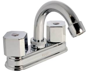 [193203ZN] Mezcladora lavabo de bronce tipo curvo maneral standard 1/4 de vuelta cromada 24TS Rugo