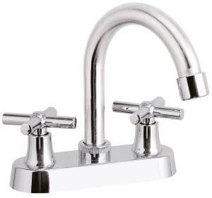 [282795ZN] Mezcladora lavabo laton tipo curvo maneral cruz cromada Vianti