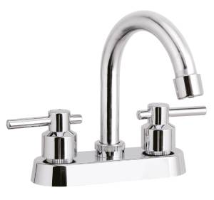 [282796ZN] Mezcladora lavabo laton tipo curvo maneral palanca 1/4 de vuelta cromada Vianti