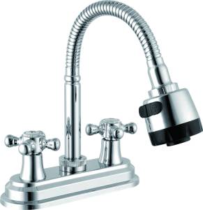 [215497ZN] Mezcladora lavabo zinc tipo flexible maneral cruz cromada MLVZ008 Vianti
