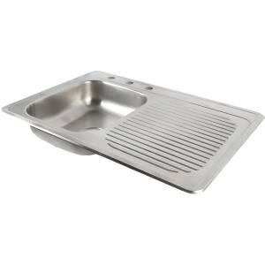 [190914ZN] Tarja de acero inoxidable 1 tina 1 escurridor derecha 80 x 52cmprof 15.24 cm 9edc Rugo