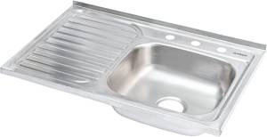 [224550ZN] Tarja de acero inoxidable 1 tina 1 escurridor izquierdo empotrar 100 x 50 x 15cm con clips Vianti