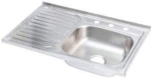 [238635ZN] Tarja de acero inoxidable 1 tina 1 escurridor izquierdo sobreponer 80 x 50 x 15cm Vianti