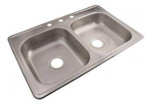 [214022ZN] Tarja de acero inoxidable 2 tinas empotrar 84 x 48 x 15 cm con clips Vianti