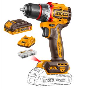 [287987ZN] Taladro atornill inalambrico 1/2" 55Nm 20v bateria/cargador/accesorios BL Ingco
