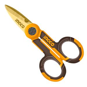 [287595ZN] Tijera inoxidable para electricista 5-1/2" mango con grip Ingco