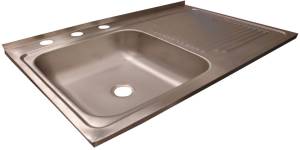 [190916ZN] Tarja de acero inoxidable 1 tina 1 escurridor derecha 75 x 48cmprof 15.24 cm 9edr Rugo