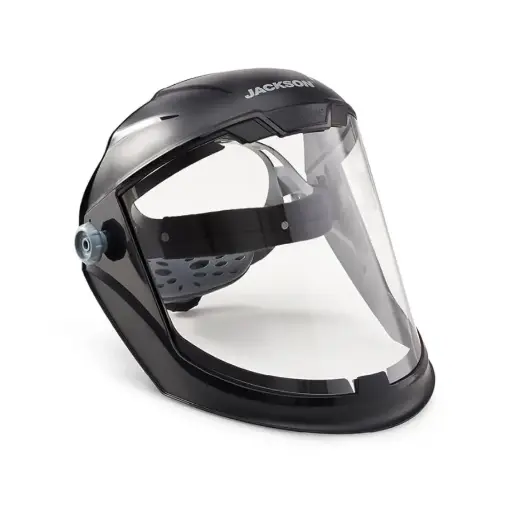 [prec14201] Protector facial con trinquete, tinte transparente, antiniebla, negro 14201 Jackson Safety Maxview